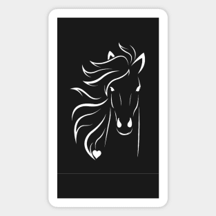 White design horse and heart Magnet